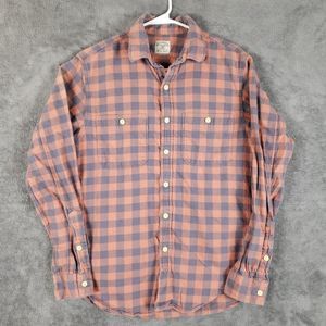 J Crew Flannel Shirt Mens Small Pink Gray Plaid Long Sleeve Button Up Cotton
